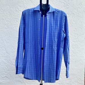 Boss Men's Navy Plaid Button Down Shirt